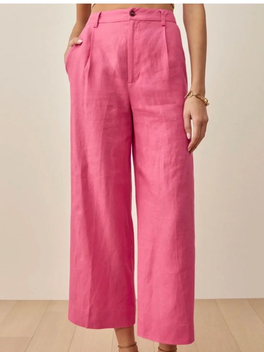 Reformation Tommy Snapdragon Pink Linen Pants Size 6P